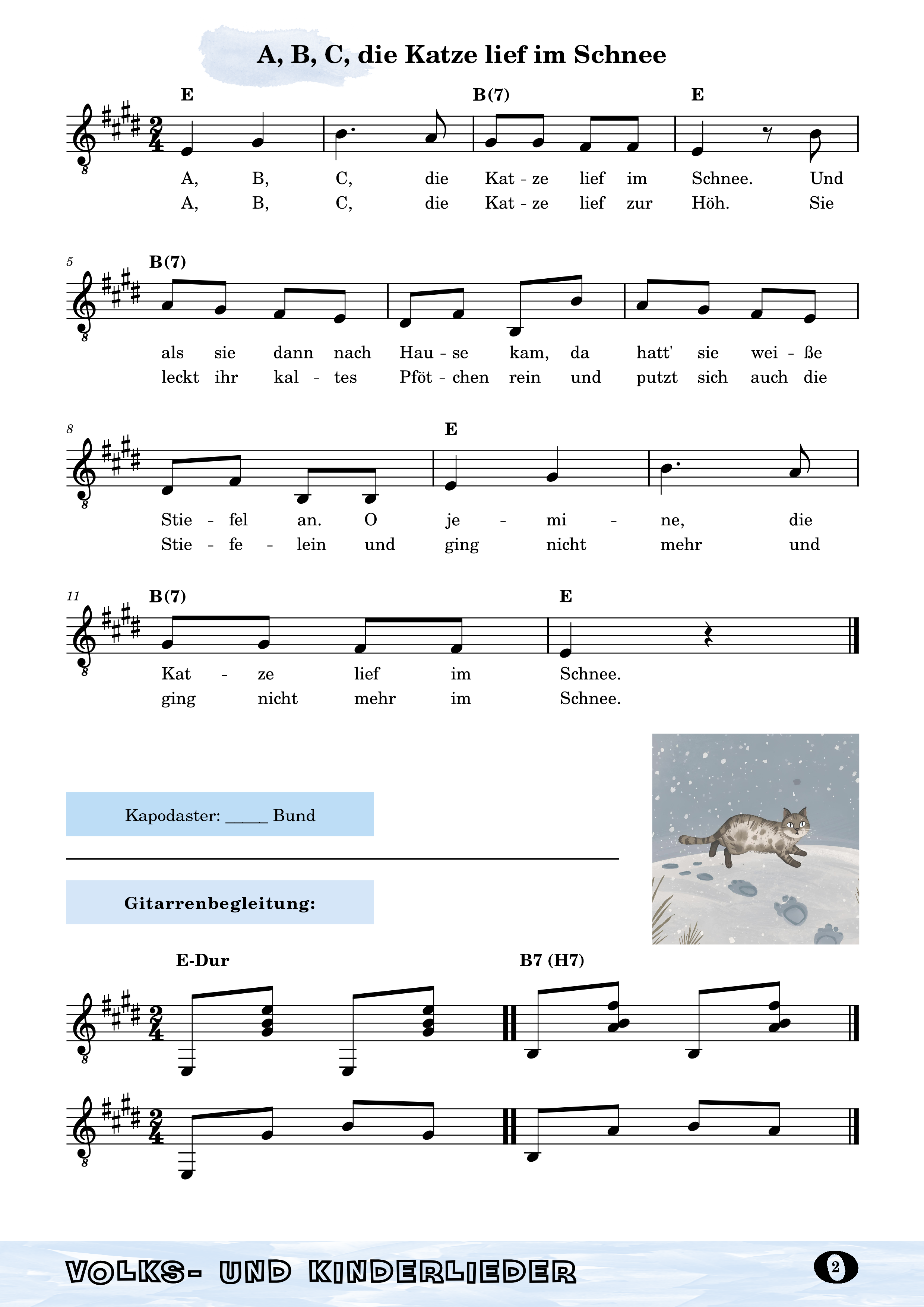 A, B, C, die Katze lief im Schnee